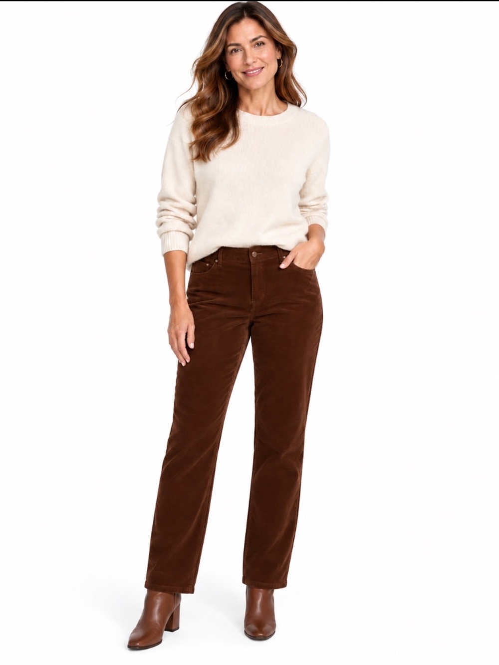 J. Jill Corduroy Dark Carob Brown Pull On Y2K Boho Straight Leg Pants Size L